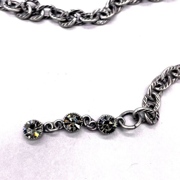 Crystal Adjustable Chain Link Belt Pewter Tone 23 in Main 40 in End to End - Picture 4 of 5